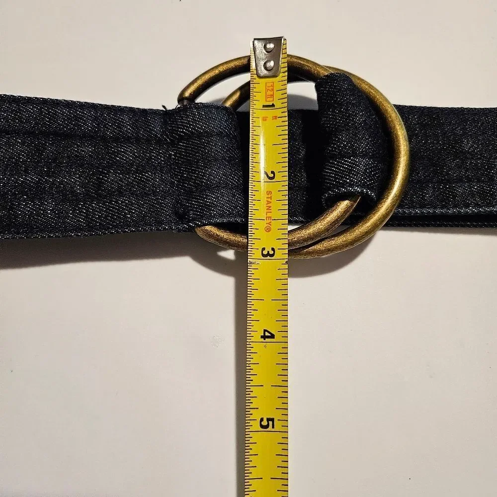 Casual Western Blue Denmin Belt with Gold Buckle Waist 38